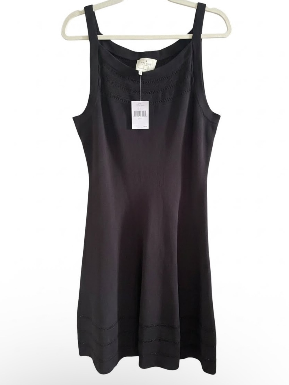 NWT SZ L KATE SPADE OPEN CABLE SWEATER BLACK TANK DRESS